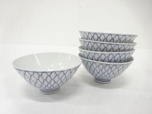 染付　網目　飯茶碗　5客揃